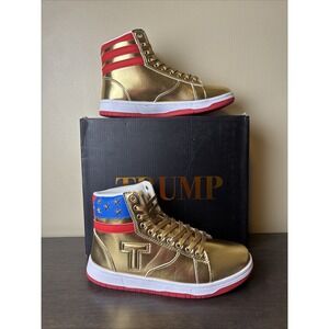 Trump Gold High Top "Trump 1's"  Sneakers Size 6 Donald Trump MAGA USA Shoes